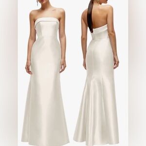 NEW Alfred Sung Strapless Ivory Satin Trumpet Gown SZ 6